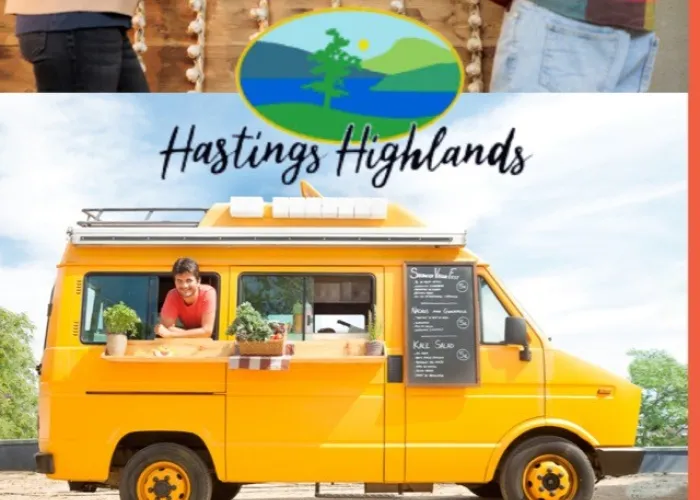 Image of the Hastings Highlands logo and a commercial food truck