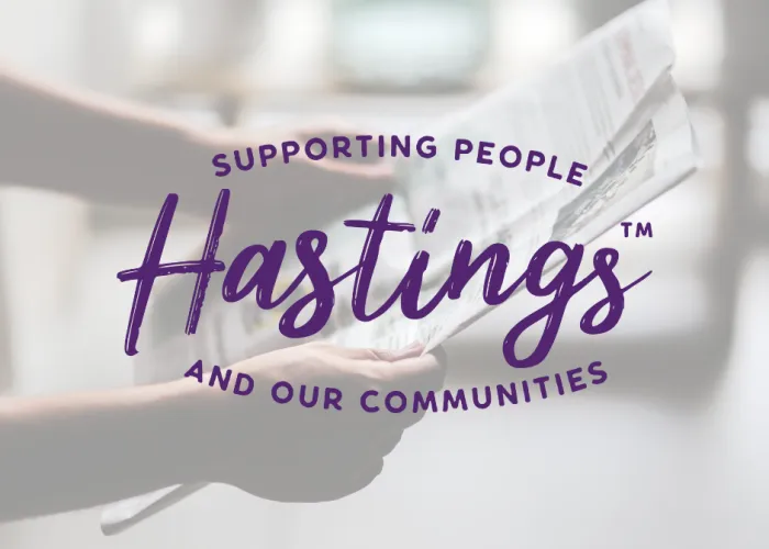 Hastings county logo over image of newspaper