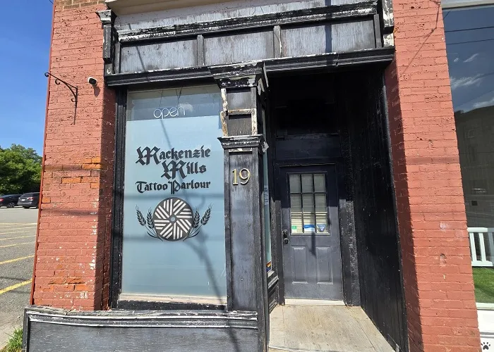 Front facade of a vacant storefront in downtown Madoc