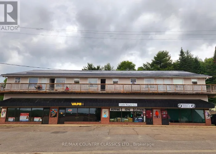 Front facade of the commercial building on Snow Road in Bancroft