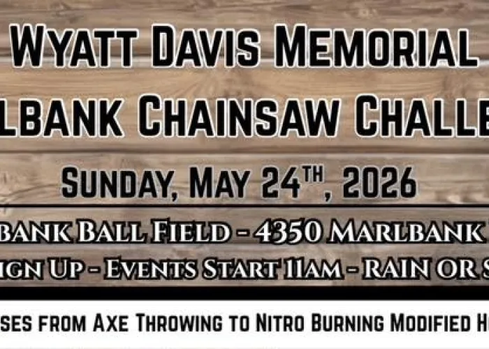 Black writing brown background with event information